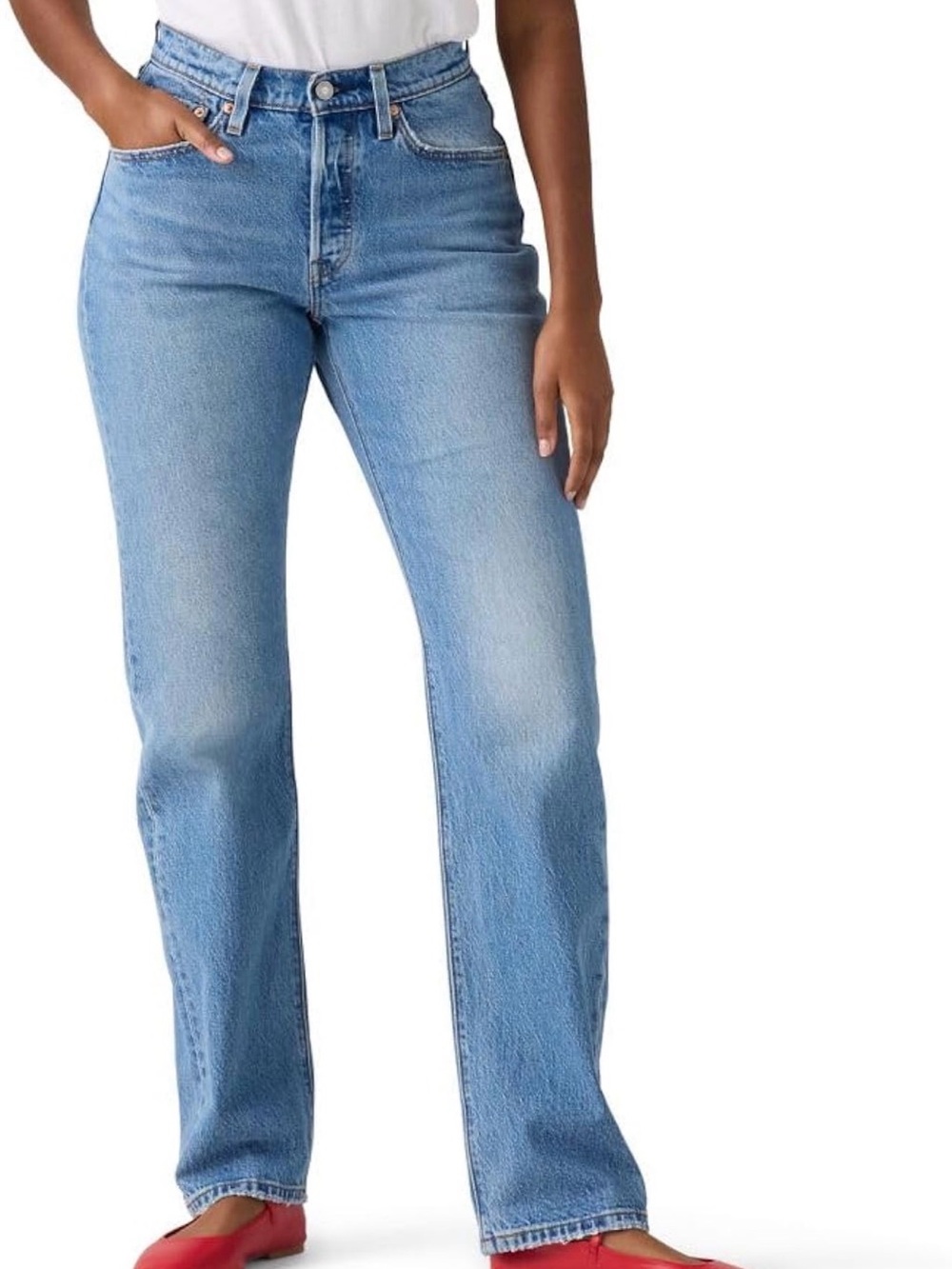 Classic Light Blue High-Rise Straight Jeans for Women